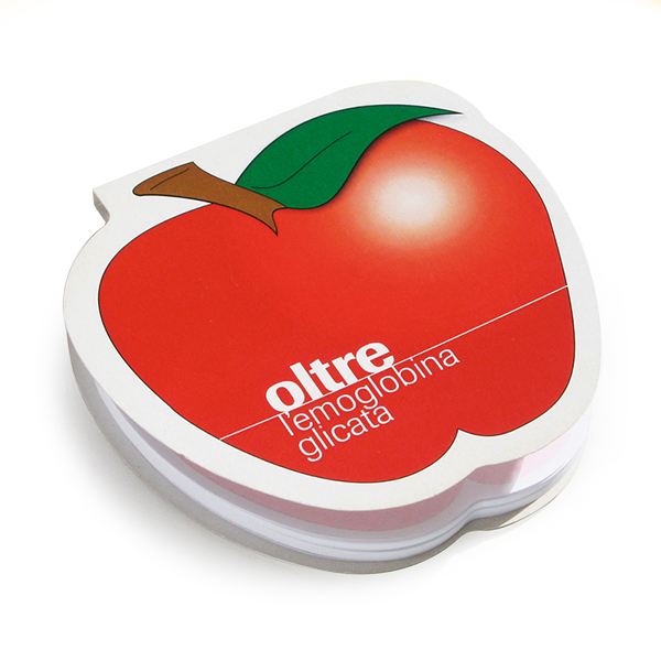 Memotack post-it sagomato, post-it con copertina mela a forma di mela gadget aziendale