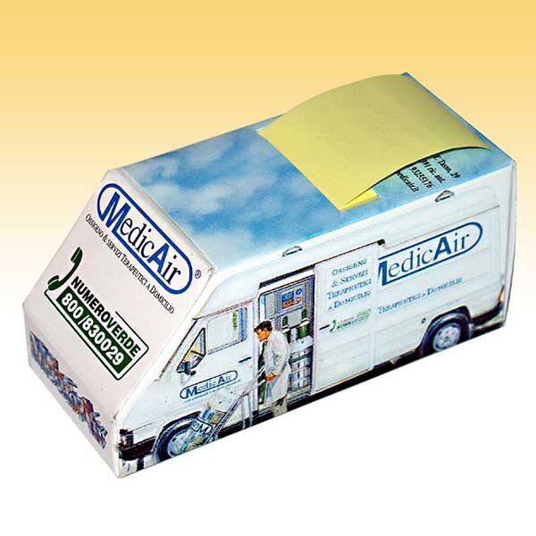 Shaped Memotack van, shaped sticky notes zig zag concertina effect