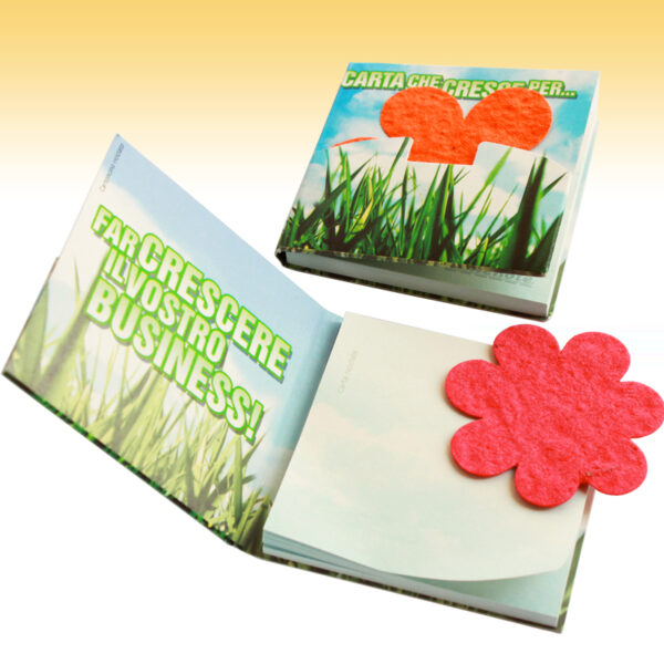 Paper with seeds with corporate logo
