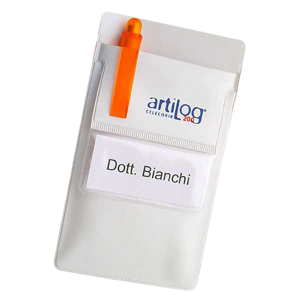 salvatasca in plastica, salvacamice portabadge, salvacamice personalizzato