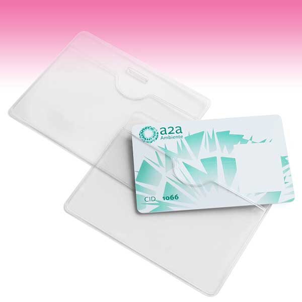Porta badge tasca bordata orizzontale