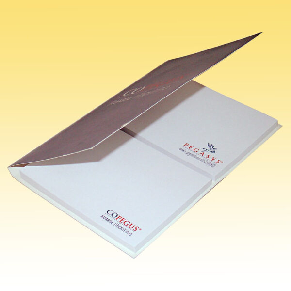 Doppio blocknotes adesivo con copertina in cartoncino. 2 post-it
