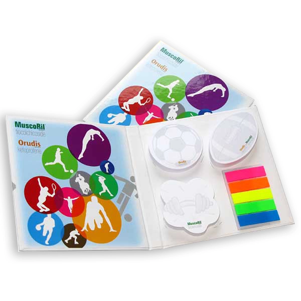 Post-it combinatyo a bandierine segnapagina. Copertina rigida 150x160x15 mm. Gadget personalizzato