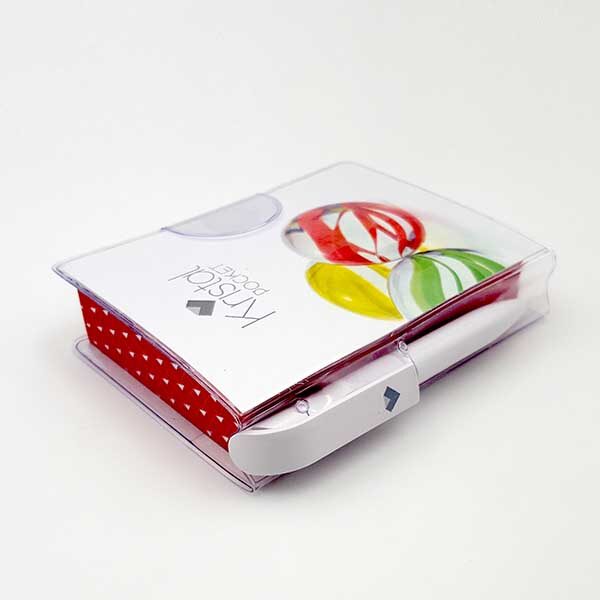 KristalPoket clear pocket cover notepad with pen and memo (closed)