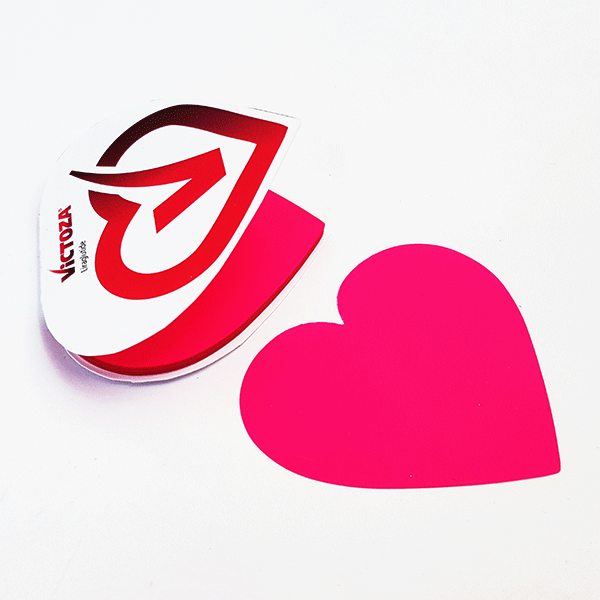 Block-notes elettrostatico post-it elettrostatico sagomato sagomato con copertina a forma di cuore