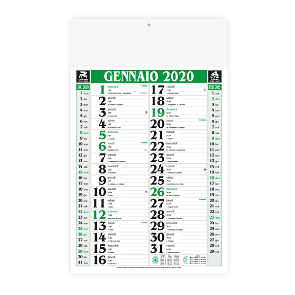 Calendario olandese classico con note e testata personalizzata 29x47