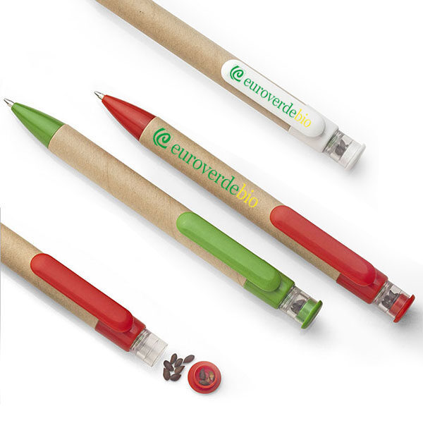 Bio-penna con semi personalizzata. Penna biodegradabile con semi