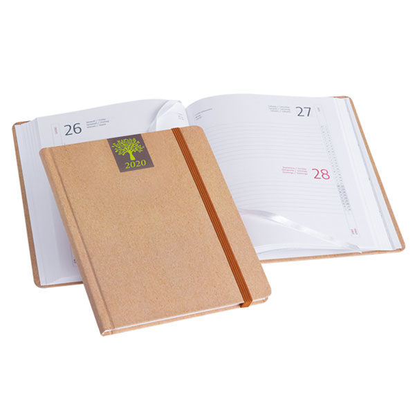 Agenda settimanale internazionale con spirale, personalizzata con logo aziendale. Multilingue