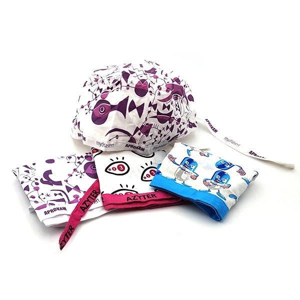 Cuffietta chirurgica personalizzata economica. Surgical cap, bandana personalizzata con logo 4 colori