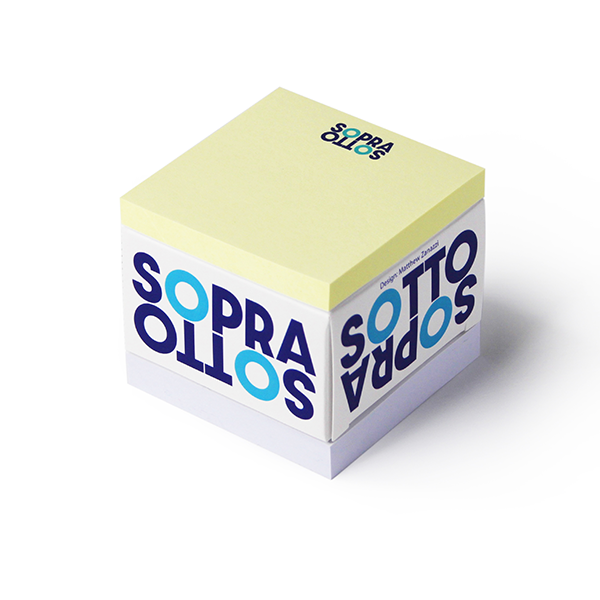 Sottosopra with customized double post-it and company logo