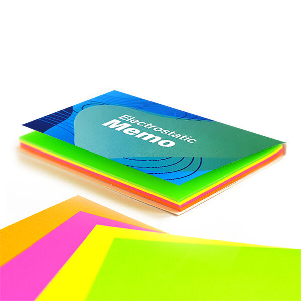 Post-it elettrostatici arcobaleno, block notes elettrostatici arcobaleno con copertina in quadricromia