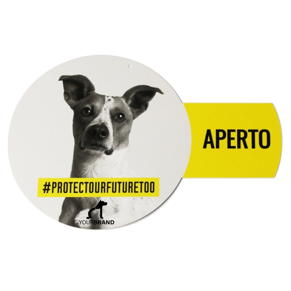 Cartello per vetrina personalizzato con immagine aziendale