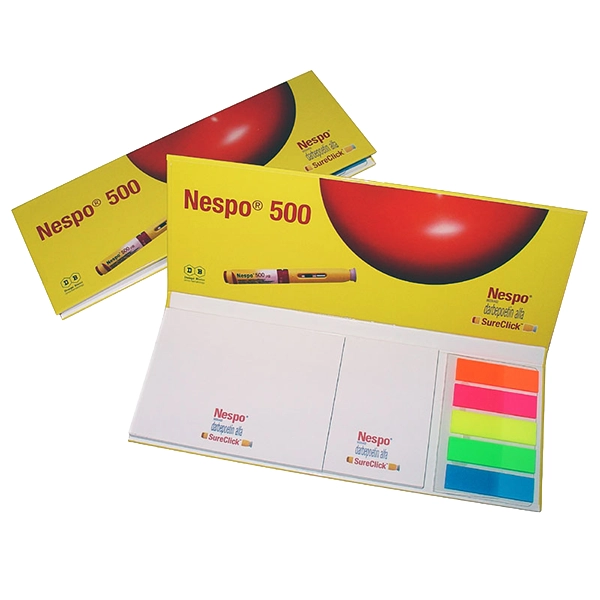 Copertinat personalizzato nespo con 2 post-it e bandierine segnapagina index