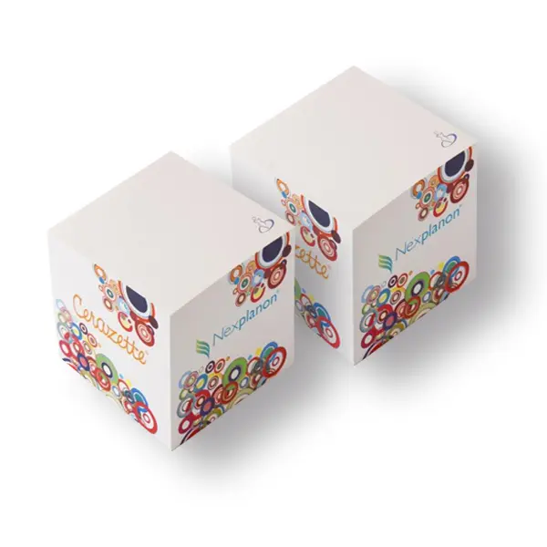 Mould-made paper cube customised by Proramillenote – Cerazette subject, 80 mm