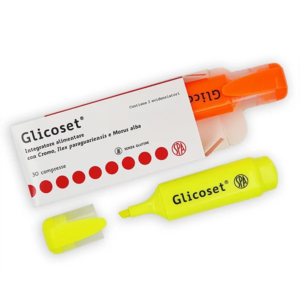 Astuccio imitazione farmaco con 2 evidenziatori aperto