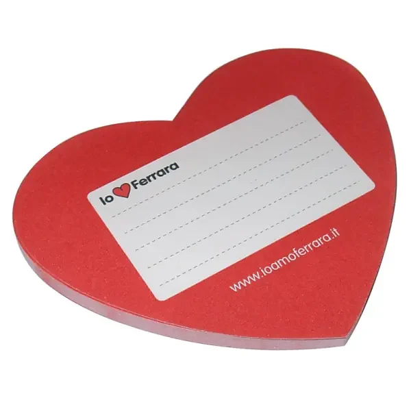 Post-it sagomato cuore, post-it cuore, post-it a forma di cuore, post-it sagomati