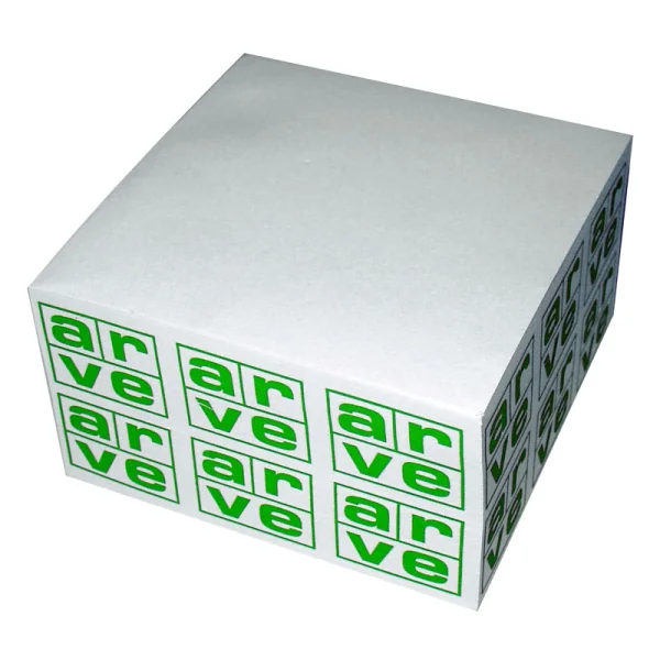 Half-cube sticky notes large, Half-cube post-it maxi side 10x10x5cm. Eco-friendly ethical gadget, custom digital printing. MOQ 200 cubes. Multibrand gadget. EG ARVE