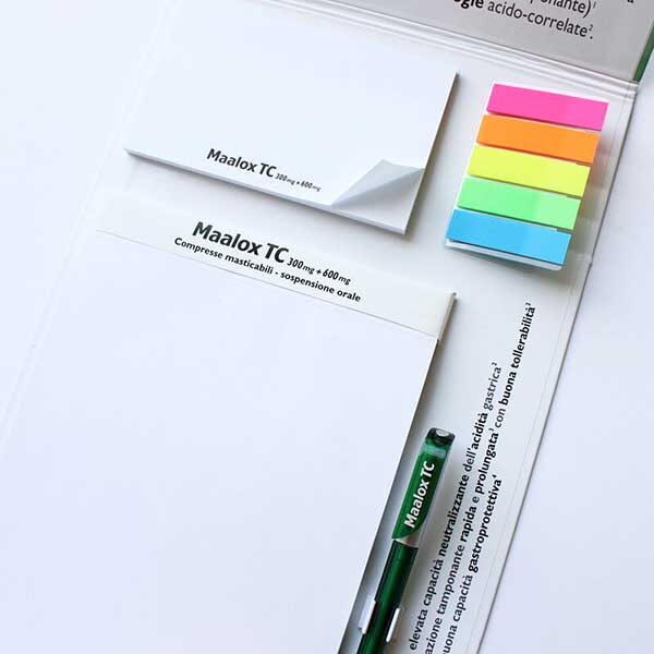 Promotional Clipboard composed of memopad, pen and index bookmark